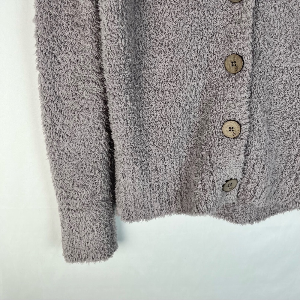 Barefoot Dreams Cozychic Knit Gray Wooden Button Front Cardigan Sweater - Picture 2 of 6